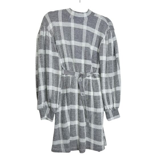 Free People Dress Small Long Sleeve Plaid Belted - Picture 6 of 6